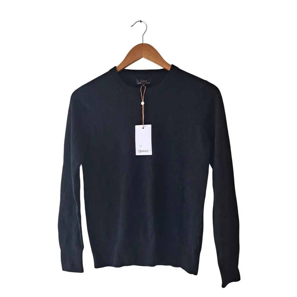 NWT Quince Mongolian Cashmere Crewneck Sweater Long Sleeve Black Womens Size XS - Picture 2 of 11